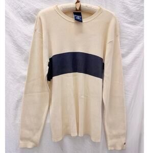 Polo Jeans Co Ralph Lauren Sweater Navy Stripe‎ Ivory Large Cozy Fall Autumn
